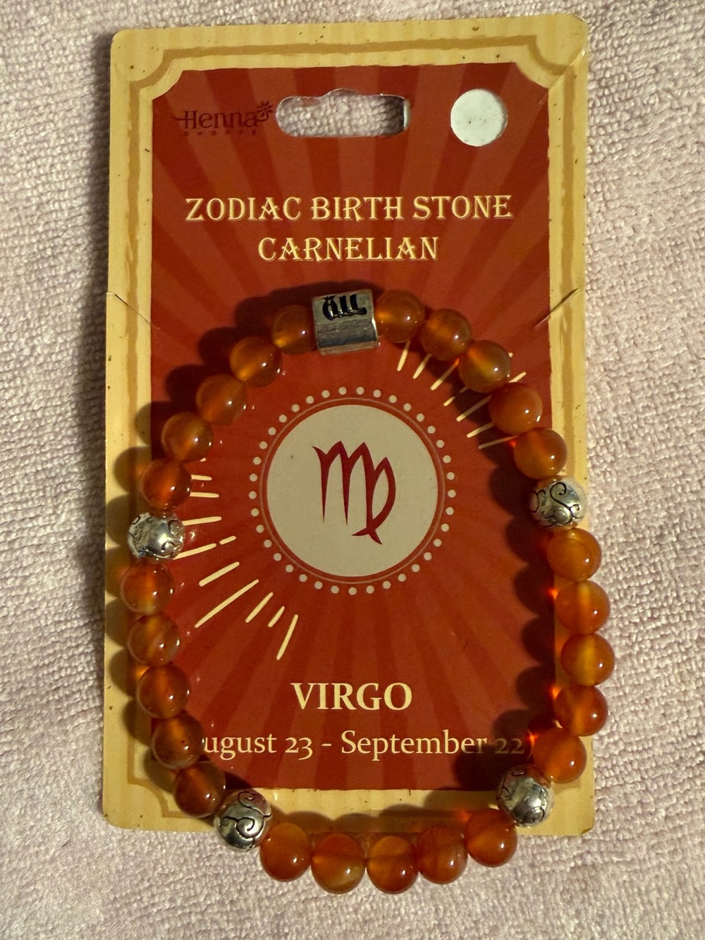 Henne Carnelian Virgo Beaded Bracelet - Orange
